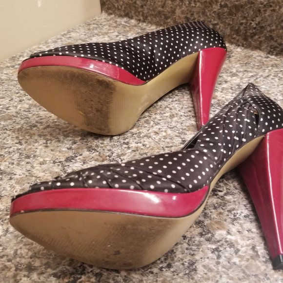 Steve Madden polka dot high heel pumps open toe - Picture 5 of 5